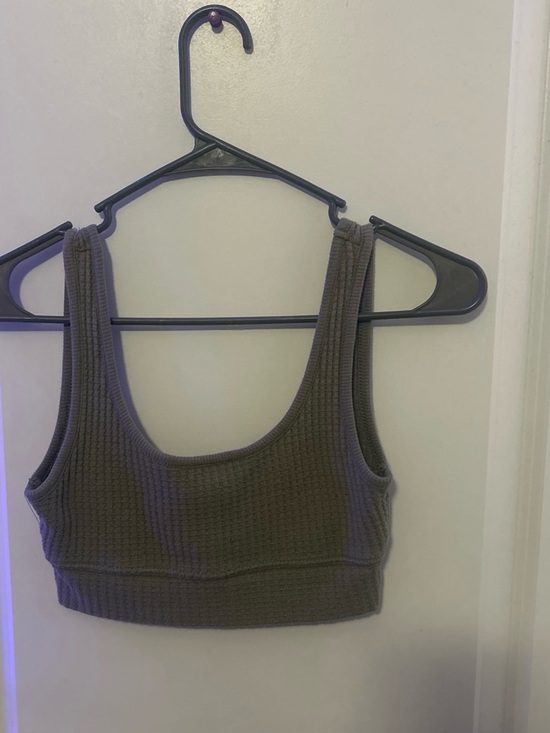 Z Supply Tops - Waffle Knit Crop Tank Top in Olive Green
